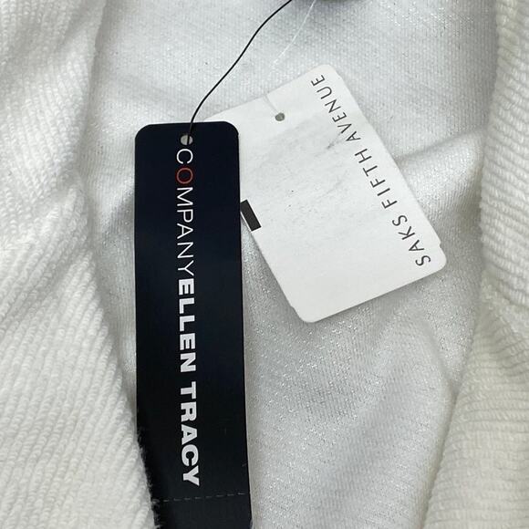 Company Ellen Tracy Snap Close White Knit Sweater Jacket Coat NWT Draw String XL - Picture 7 of 15